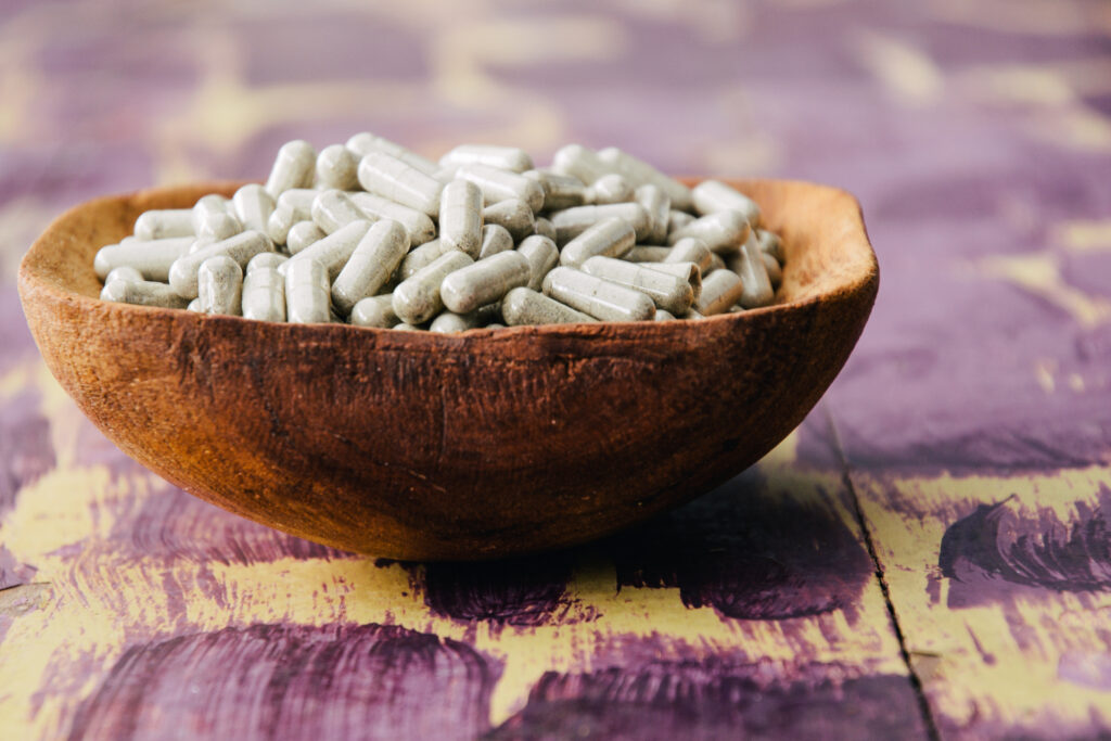 capsules of dried psilocybin mushroom powder at mycomeditations psilocybin retreat